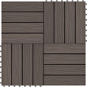 vidaXL - Terrastegels - diep - reliëf - 30x30 - cm - 1 - m² - HKC - donkerbruin - 11 - st