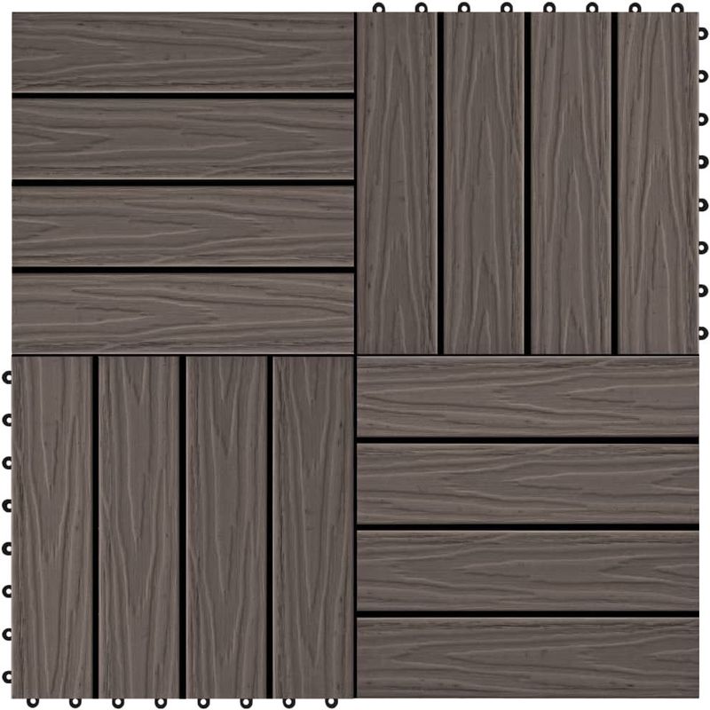 vidaXL - Terrastegels - diep - reliëf - 30x30 - cm - 1 - m² - HKC - donkerbruin - 11 - st