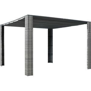 Prieel - Grijs en Antraciet - PE-Rattan en Polyester - Waterbestendig