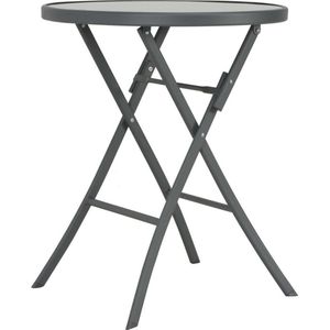 VidaXL Inklapbare Bistrotafel 60x70 cm - Glas en Staal - Grijs