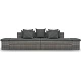 VidaXL 4-Delige Loungeset met Kussens - Poly Rattan Grijs