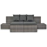 VidaXL 4-Delige Loungeset met Kussens - Poly Rattan Grijs