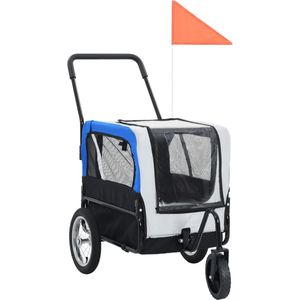 vidaXL-Fietstrailer-en-kinderwagen-2-in-1-grijs-en-blauw