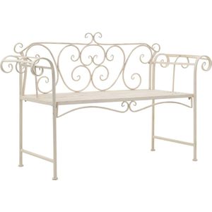 vidaXL Tuinbank 132 cm metaal antiekwit
