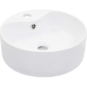 vidaXL - Wastafel - met - overloop - 36x13 - cm - keramiek - wit