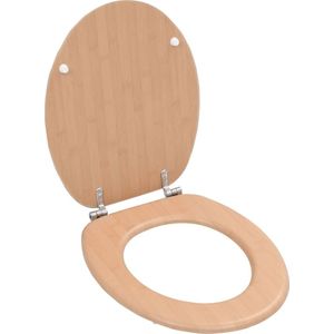 vidaXL - Toiletbril - met - deksel - bamboe - MDF