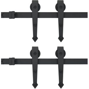 VidaXL-Onderdelenset-voor-schuifdeur-2x183-cm-staal-zwart