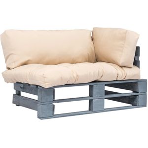 VidaXL Tuinbank met Zandkleurige Kussens - Pallet Grenenhout