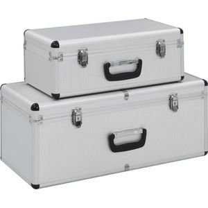 Aufbewahrungskoffer 2 Stk. Silbern Aluminium vidaXL