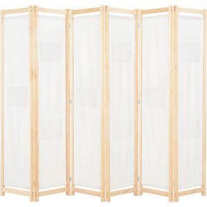 vidaXL 6-teiliger Raumteiler Cremeweiß 240 x 170 x 4 cm Stoff