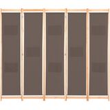 vidaXL 5-teiliger Raumteiler Braun 200 x 170 x 4 cm Stoff