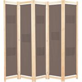 vidaXL 5-teiliger Raumteiler Braun 200 x 170 x 4 cm Stoff