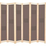 vidaXL 6-teiliger Raumteiler Braun 240 x 170 x 4 cm Stoff