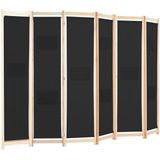 vidaXL 6-teiliger Raumteiler Schwarz 240 x 170 x 4 cm Stoff