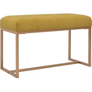 Bankje 80 cm fluweel mosterdgeel