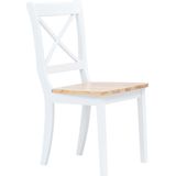 VidaXL Eetkamerstoelen 4 st Massief Rubberwood Wit & Lichthoutkleurig