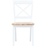 VidaXL Eetkamerstoelen 4 st Massief Rubberwood Wit & Lichthoutkleurig