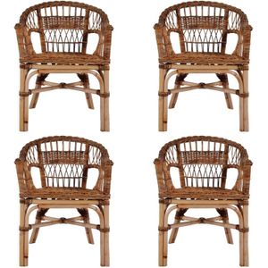 vidaXL - Tuinstoelen - 4 - st - natuurlijk - rattan - bruin