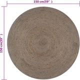 vidaXL Vloerkleed - Handgemaakt Rond - Grijs - Jute - Diameter 150 cm