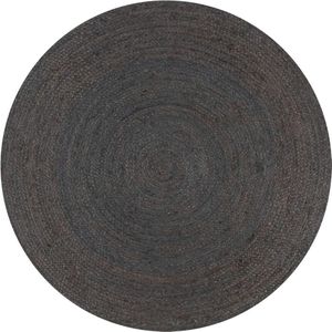 vidaXL Vloerkleed - Handgemaakt - Rond - Donkergrijs - Jute