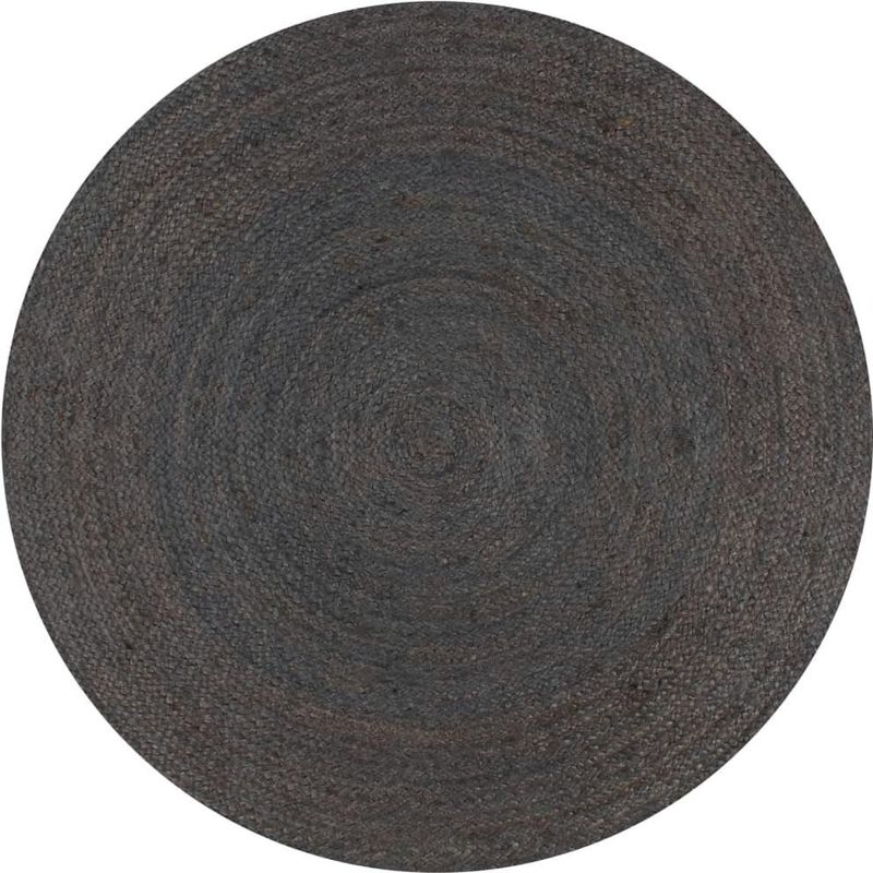vidaXL Vloerkleed - Handgemaakt - Rond - Donkergrijs - Jute