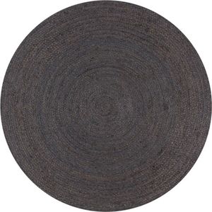Vloerkleed - Donkergrijs - Gevlochten Jute - Handgemaakt - Diameter 150 cm