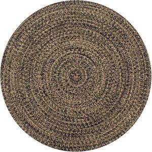 Vloerkleed - Zwart en Naturel - Gevlochten Jute en Katoen - Handgemaakt