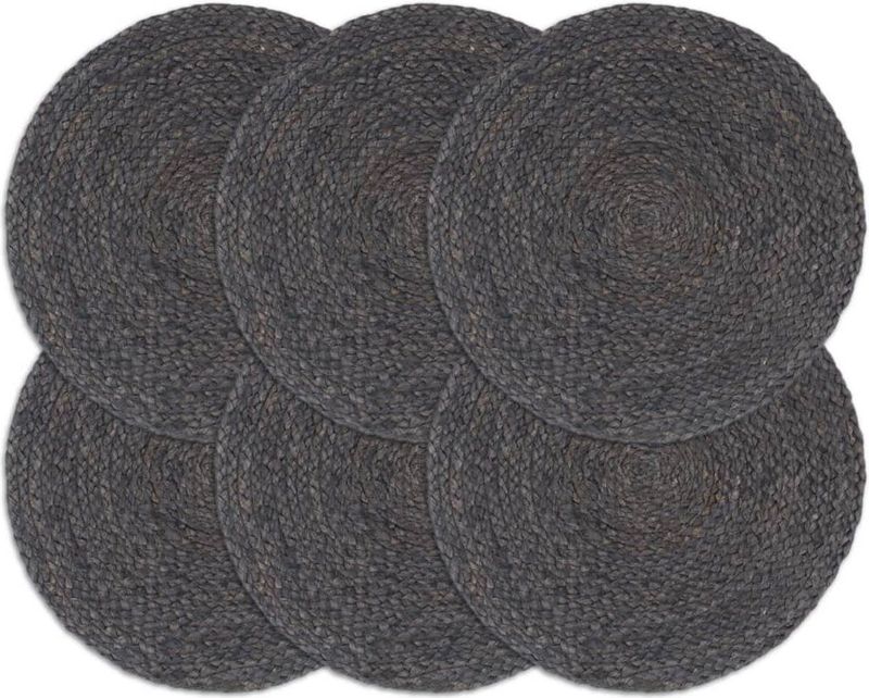 vidaXL - Placemats - Donkergrijs - Jute - 6 Stuks