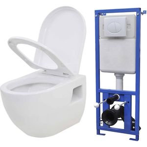 vidaXL - Hangend - toilet - met - verborgen - stortbak - keramiek - wit