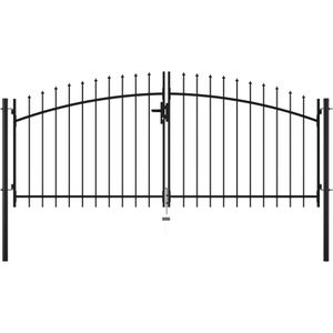 vidaXL - Hekpoort - dubbele - deur - met - speren - bovenkant - 300x150 - cm