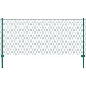 vidaXL - Draadgaashek - met - palen - 25x0,5 - m - staal - groen