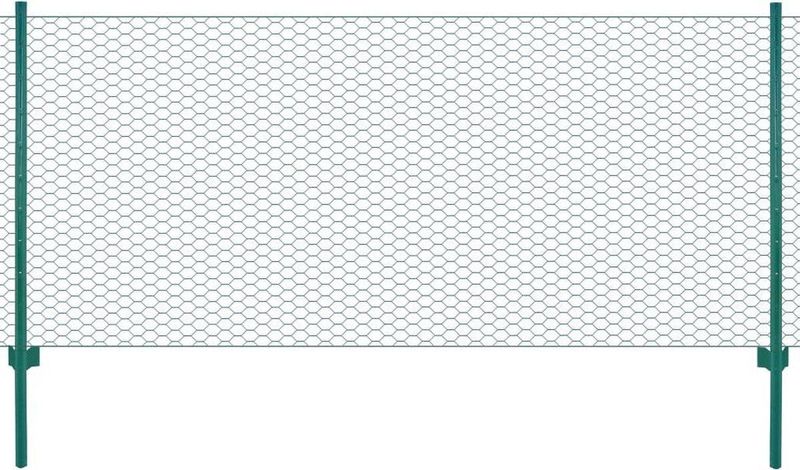 vidaXL Maschendrahtzaun mit Pfosten Stahl 25 x 0,75 m Grün
