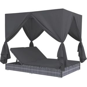 Ligstoel Princess - Ligbed - Grijs - Poly Rattan - Voor 2 Personen