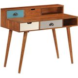 vidaXL - Schrijftafel - Massief Acaciahout - Donkere Honingafwerking