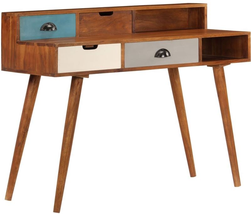 vidaXL - Schrijftafel - Massief Acaciahout - Donkere Honingafwerking