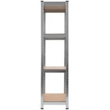 VidaXL-Opbergrek-4-laags-2-st-staal-&-bewerkt-hout-zilverkleurig