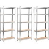 VidaXL-Opbergrek-5-laags-3-st-staal-en-bewerkt-hout-zilverkleurig