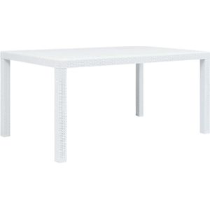 VidaXL Tuintafel 150x90x72 cm Rattan-look Kunststof Wit