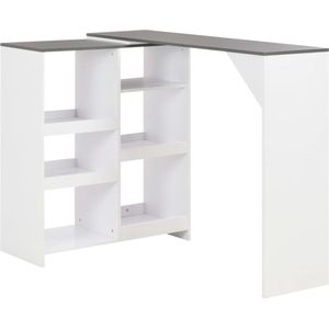 vidaXL Bartisch mit Beweglichem Regal Weiß 138x39x110 cm