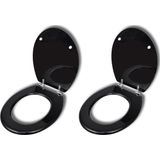 vidaXL Toiletbrillen met deksels 2 st MDF zwart