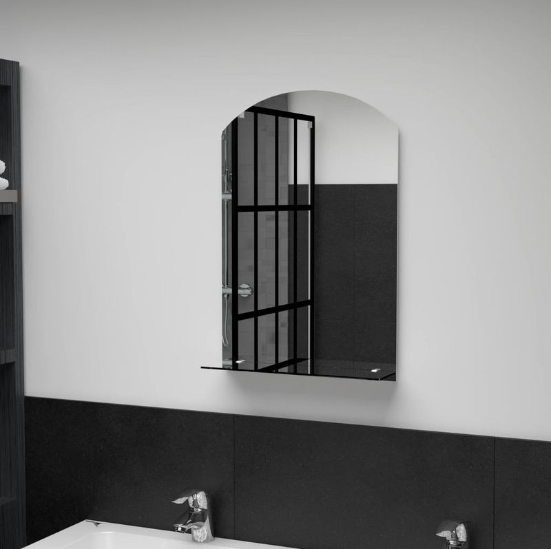 vidaXL Wandspiegel met schap 40x60 cm gehard glas
