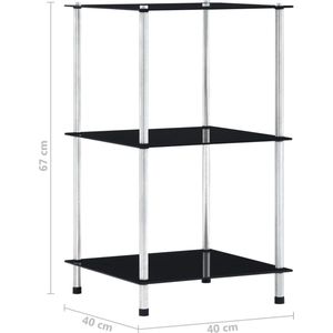 vidaXL-Kastje-3-laags-40x40x67-cm-gehard-glas-zwart