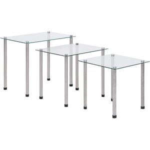 vidaXL - 3-delige Tafeltjesset - Bijzettafels - Transparant - Gehard Glas