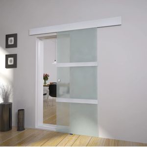 vidaXL - Schuifdeur - 178 - cm - glas - en - aluminium - zilverkleurig