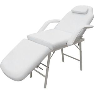 vidaXL Behandelstoel met verstelbaar rug-en voetendeel wit