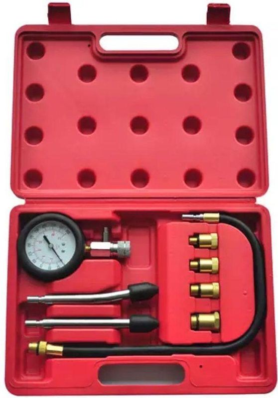 Compressietester - 9-delig - 0-20 bar - 0-300 psi - Slanglengte 45 cm