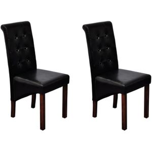 vidaXL - Eetkamerstoelen - 2 - st - kunstleer - zwart