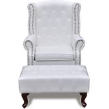 vidaXL Fauteuil met hocker wit