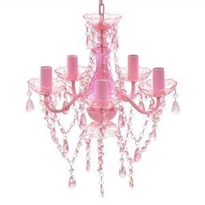 Kunstglas - Plafondlamp - Roze - 80 cm - 5 x E14