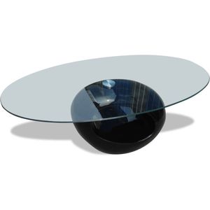 vidaXL Salontafel met ovale glazen tafelblad hoogglans zwart